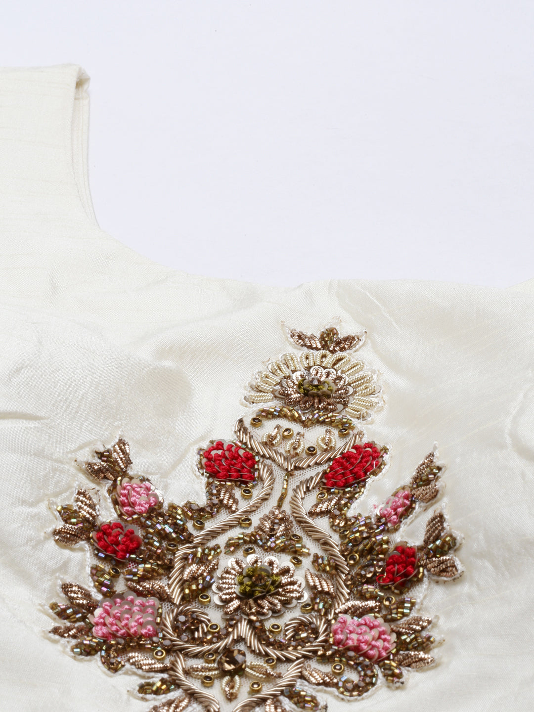 Neerus Beige georgette embroidered co-ord set - detail view 1