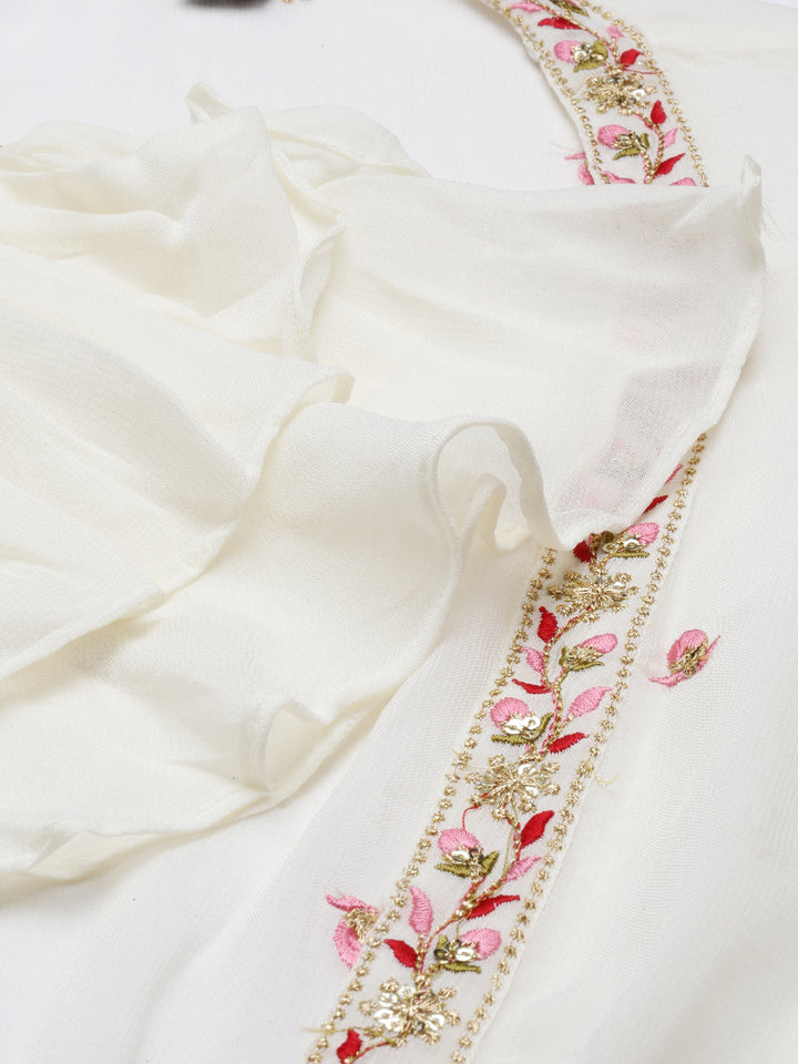 Neerus Beige georgette embroidered co-ord set - detail view 2
