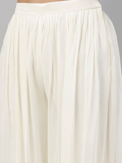 Neeru'S Cream Color, Georgette Fabric Suit-Fusion