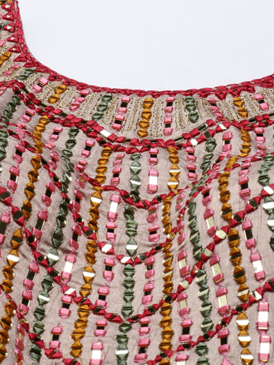 Neeru's Beige Color Georgette Fabric Suit-Anarkali