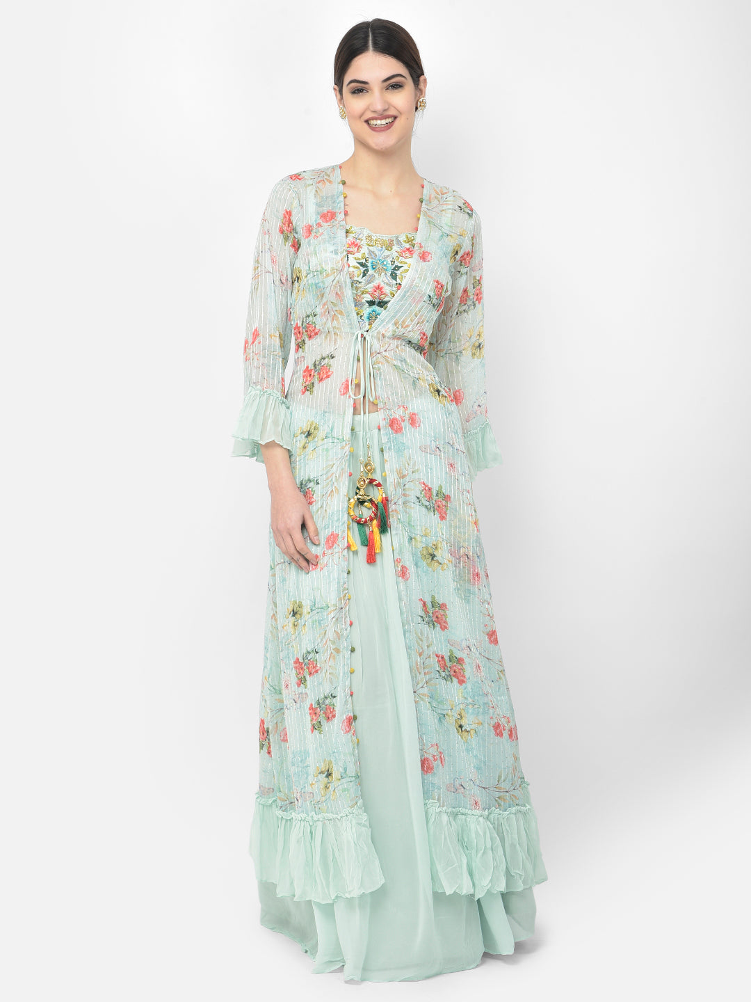 Neerus Pista Color Georgette Fabric Suit Set