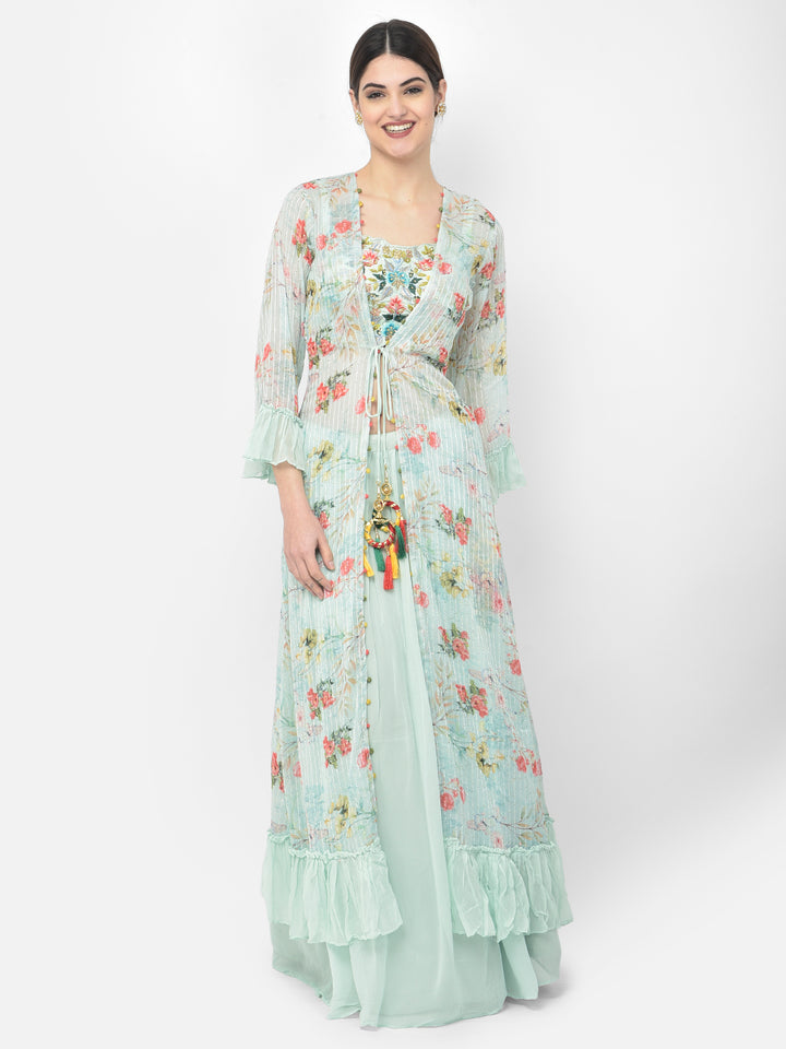 Neerus Pista Color Georgette Fabric Suit Set