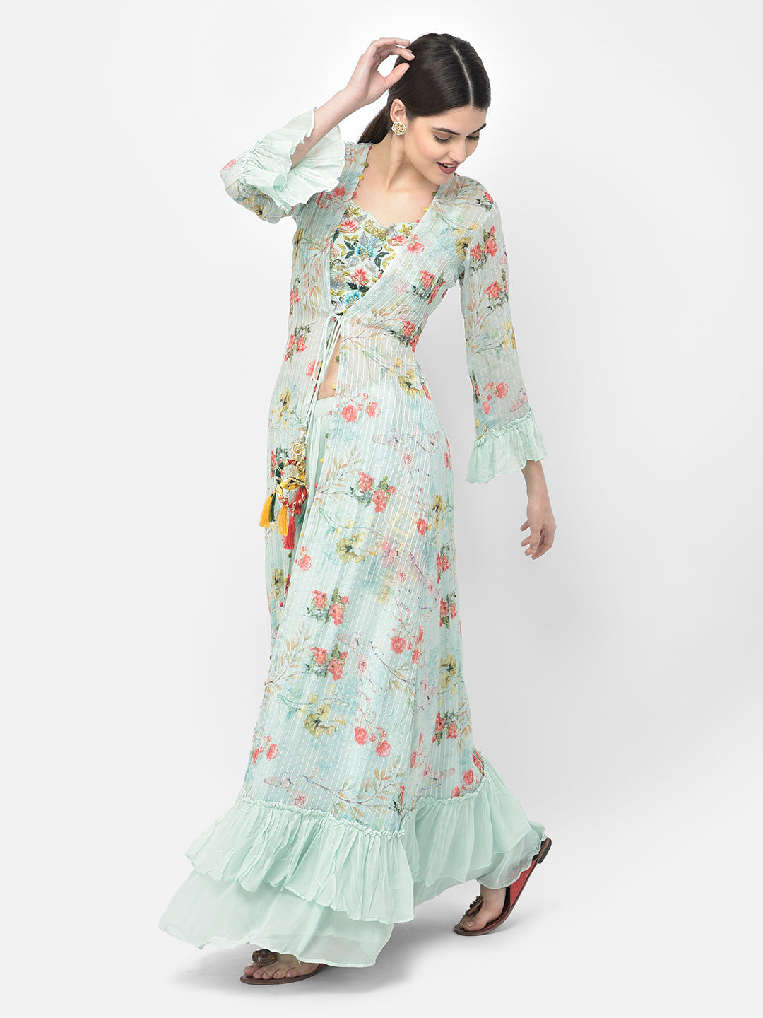 Neerus Pista Color Georgette Fabric Suit Set