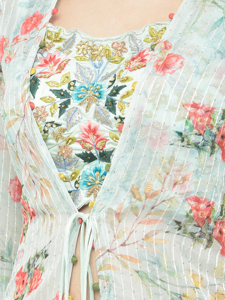 Neerus Pista Color Georgette Fabric Suit Set