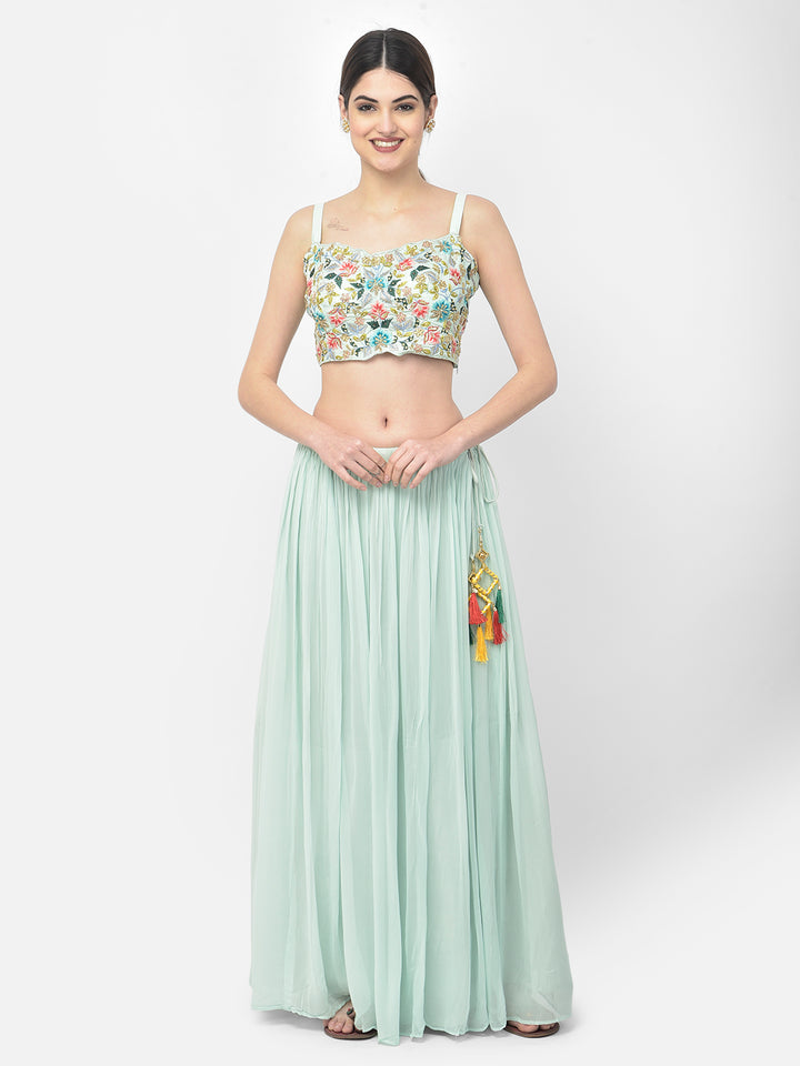 Neerus Pista Color Georgette Fabric Suit Set