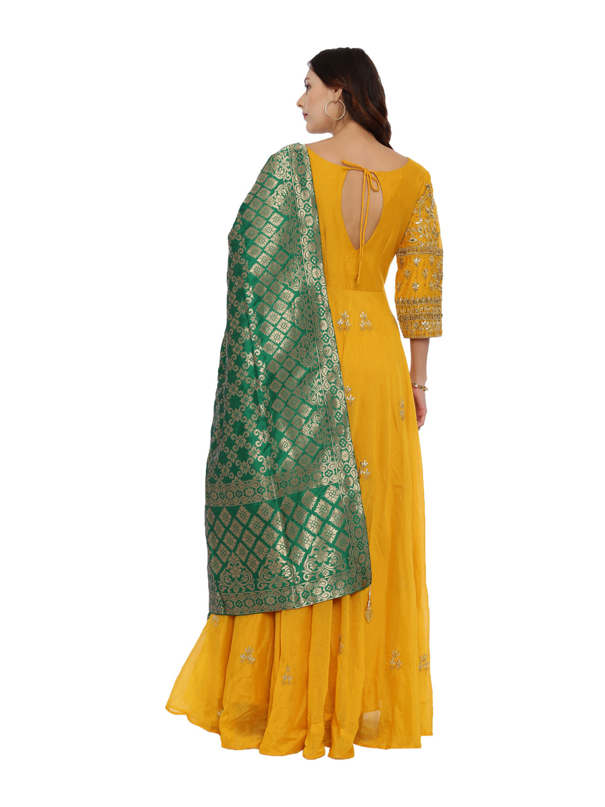 Neeru's Mustard Color Silk Fabric 3-4 Sleeves Suit-Anarkali