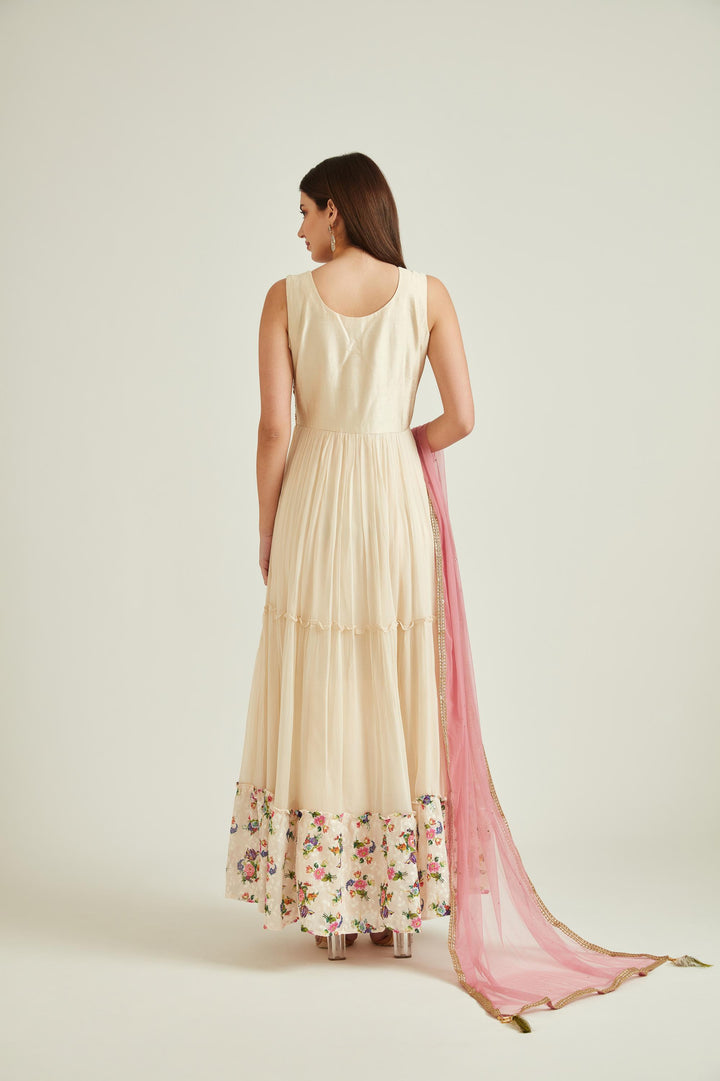 Neerus Cream Colour Georgette Fabric Suit