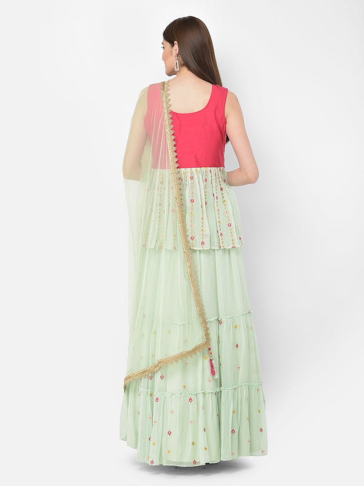 Neerus Pista Green Color Georgette Fabric Salwar Kameez