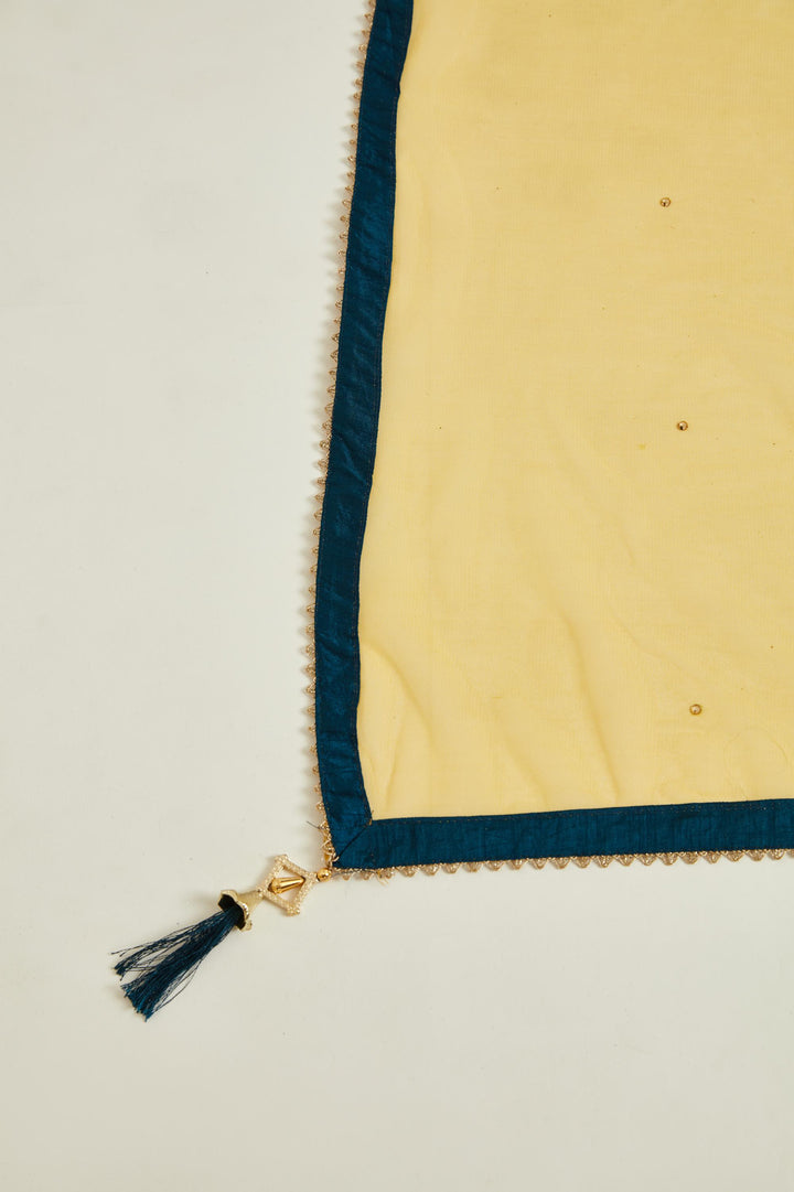 Neerus Blue georgette mirror work tiered gown - detail view 2