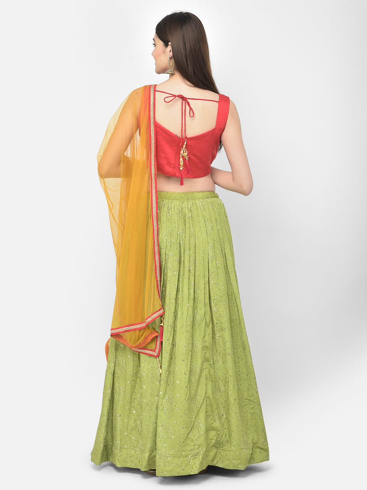 Neerus M Green Color Silk Fabric Ghagra Set