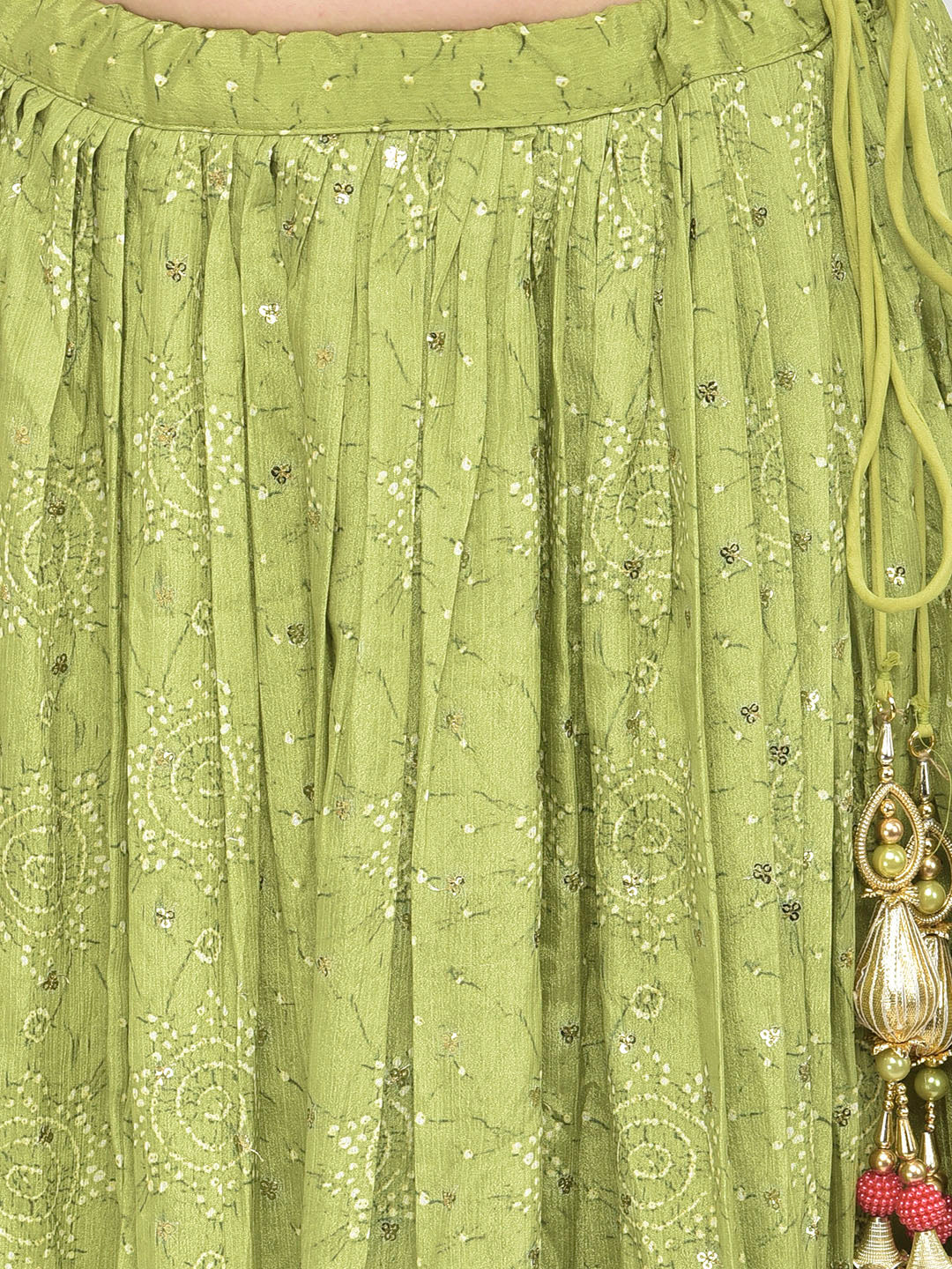 Neerus M Green Color Silk Fabric Ghagra Set