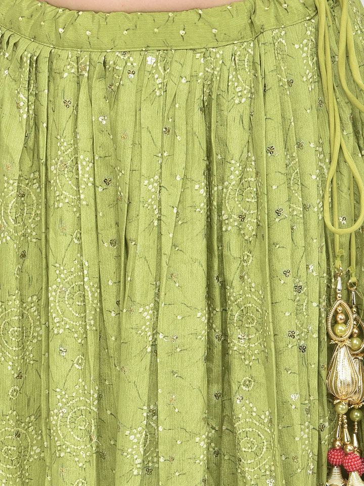 Neerus M Green Color Silk Fabric Ghagra Set