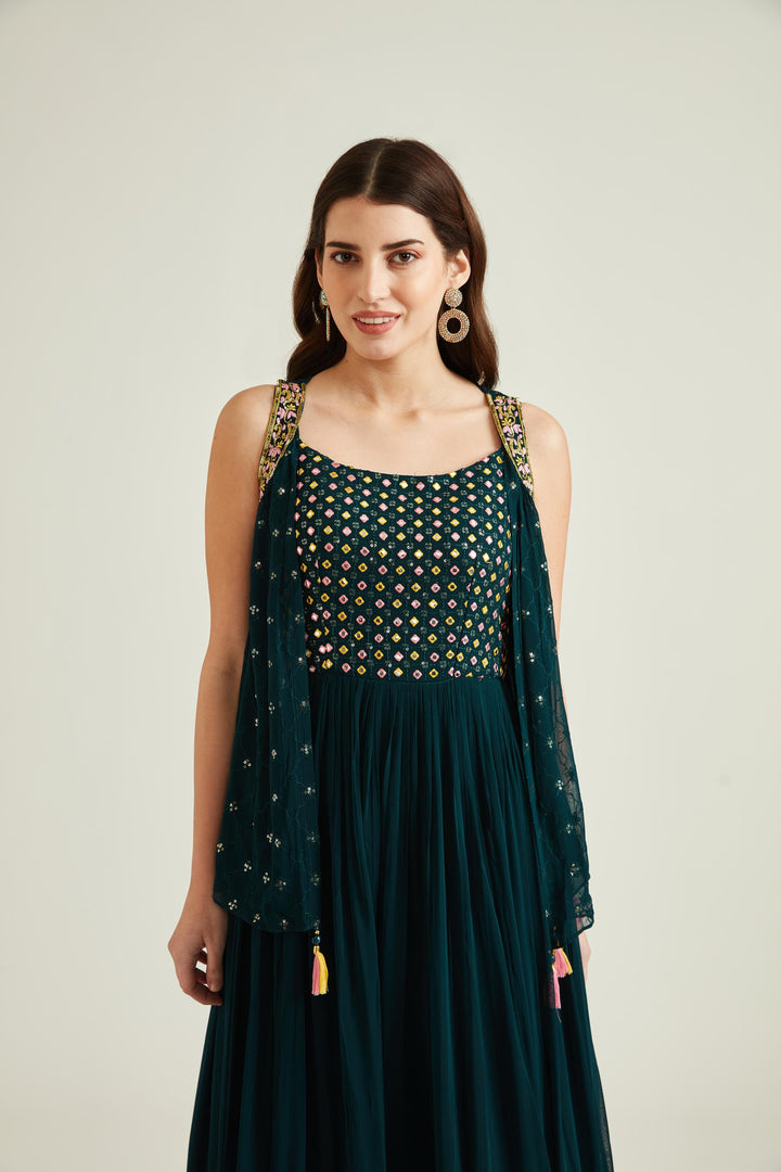 Neerus B Green Colour Georgette Fabric Suit