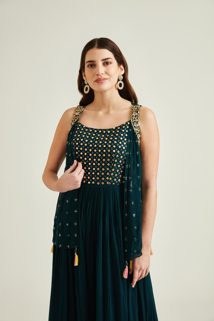 Neerus B Green Colour Georgette Fabric Suit