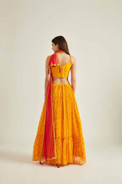 Neeru'S MUSTARD Colour GEORGETTE Fabric GHAGRA SET