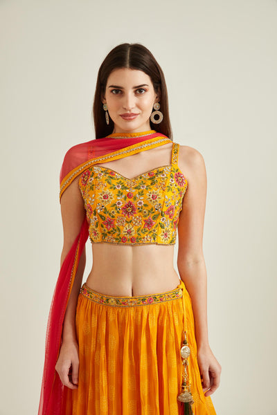 Neeru'S MUSTARD Colour GEORGETTE Fabric GHAGRA SET