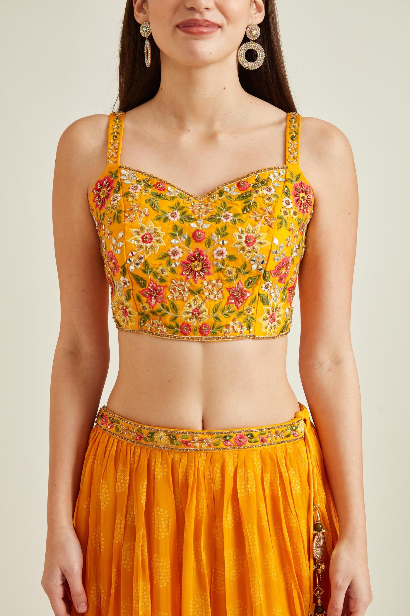 Neeru'S MUSTARD Colour GEORGETTE Fabric GHAGRA SET