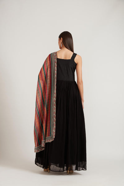 Neeru'S Black Color Georgette Fabric Anarkali Suit