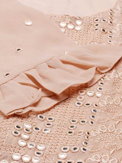 Neeru's Onion Color Georgette Fabric Suit-Short Anarkali
