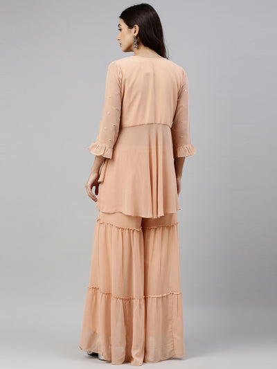 Neeru's Onion Color Georgette Fabric Suit-Short Anarkali
