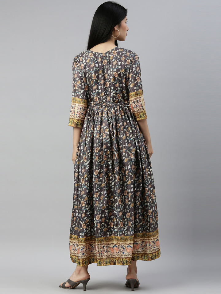 Neerus Grey silk solid kurti - detail view 2