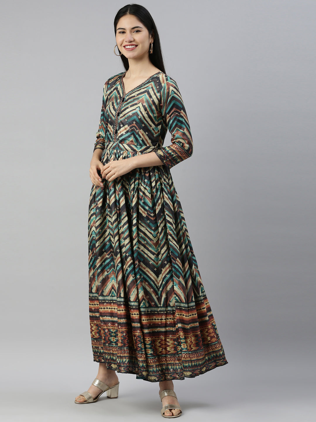 Neerus Multi silk printed kurti - back view