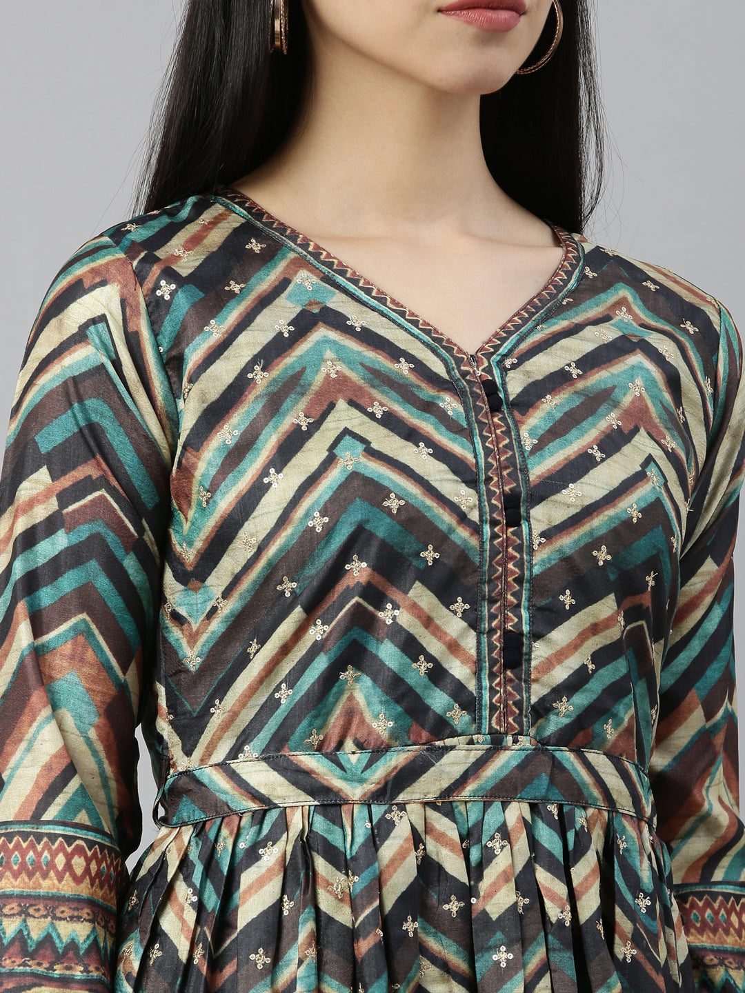 Neerus Multi silk printed kurti - detail view 5