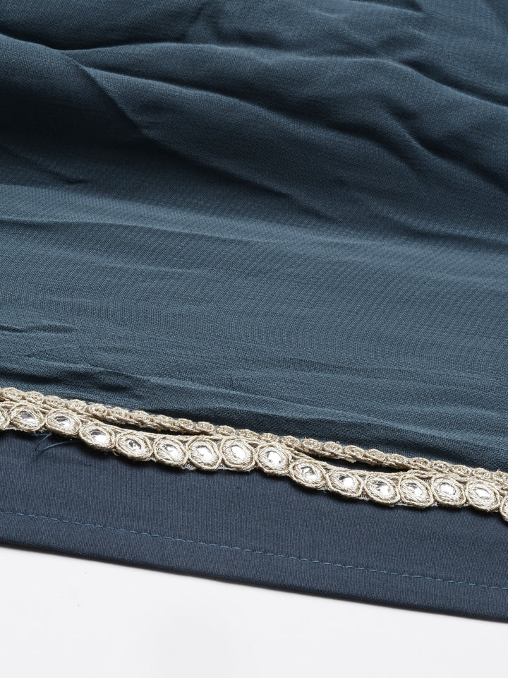 Neerus Grey georgette solid kurta - detail view 5