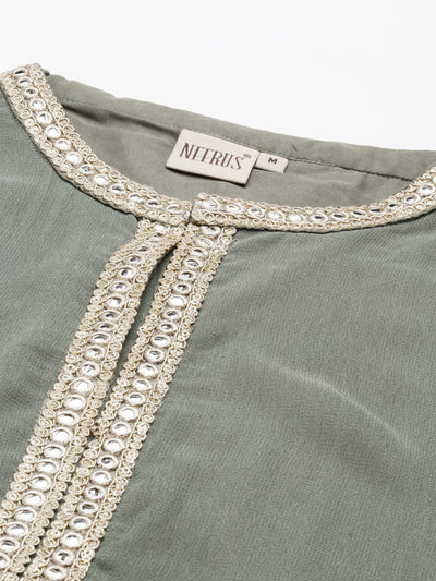 Neeru'S PISTA Color GEORGETTE Fabric Kurta