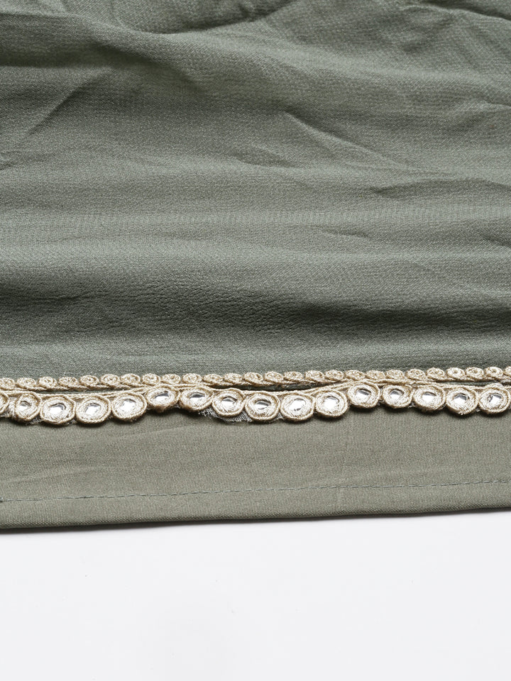 Neerus Green Georgette Solid Maxi Kurti - detail view 4