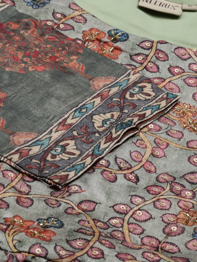 Neeru's Pista Color Silk Fabric Kurta