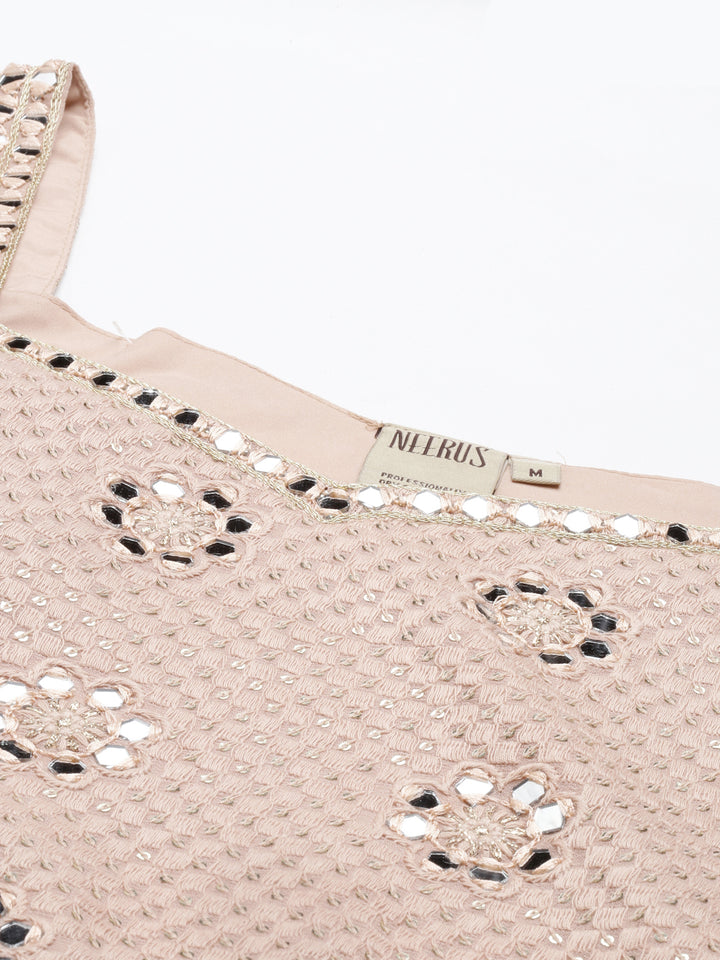 Neerus Onion Color Georgette Fabric Suit Set