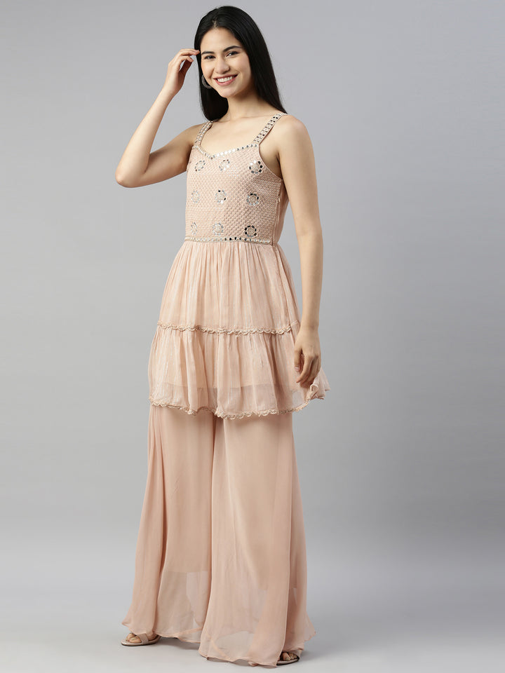 Neerus Onion Color Georgette Fabric Suit Set