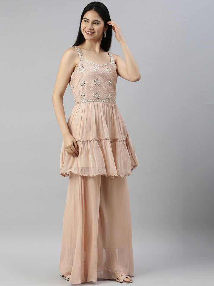 Neerus Onion Color Georgette Fabric Suit Set