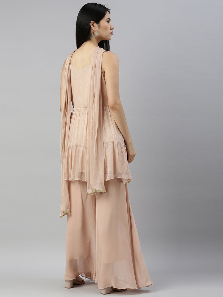 Neerus Onion Color Georgette Fabric Suit Set