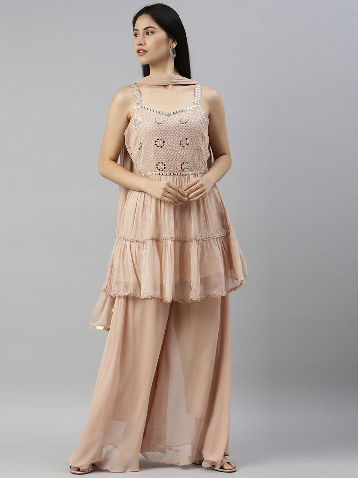 Neerus Onion Color Georgette Fabric Suit Set