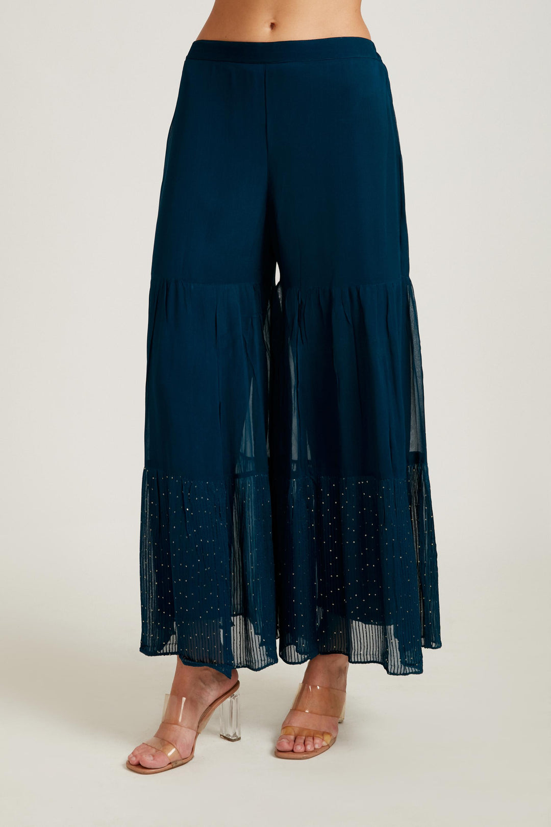 Neerus Blue georgette embroidered suit set - detail view 3