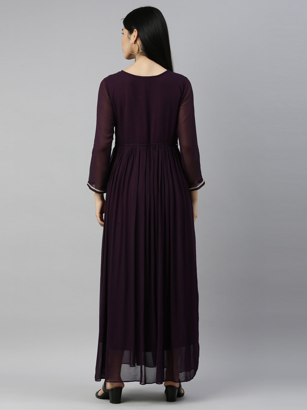 Neerus Purple Color Georgette Fabric Kurta