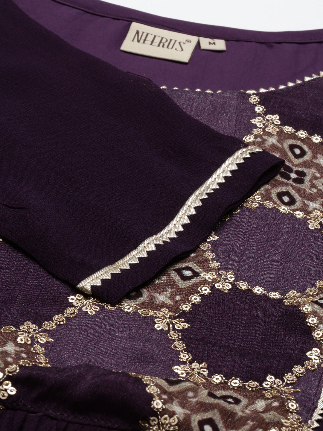 Neerus Purple Color Georgette Fabric Kurta