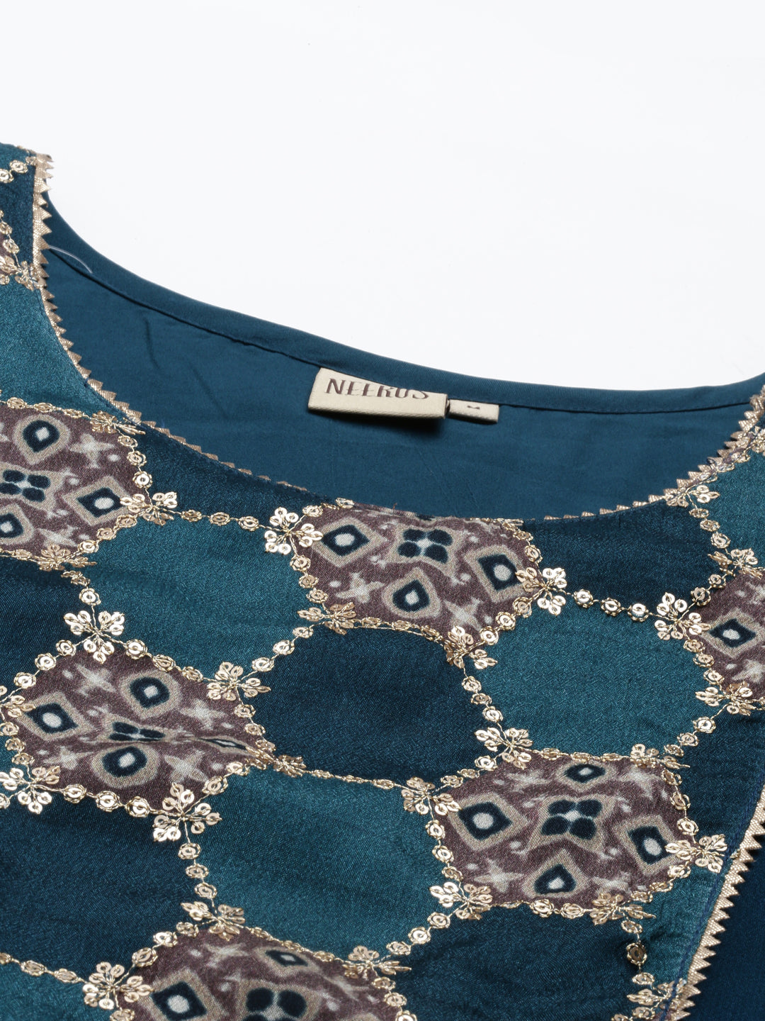 Neeru's Rama Color Georgette Fabric Kurta