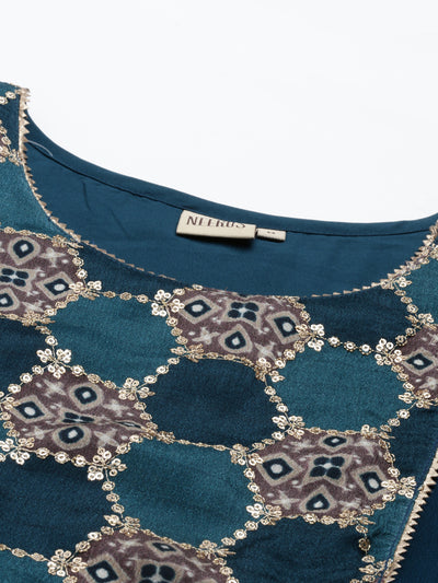 Neeru's Rama Color Georgette Fabric Kurta