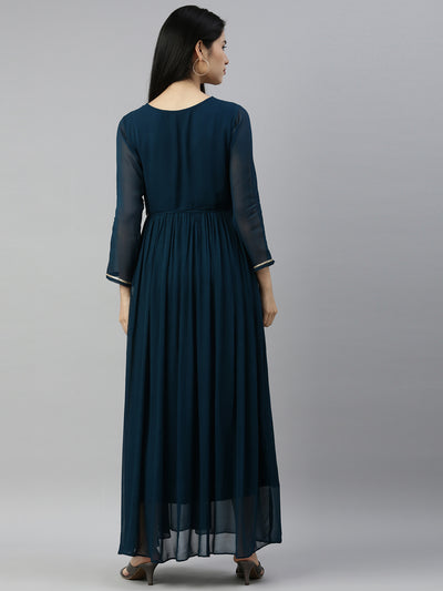 Neeru's Rama Color Georgette Fabric Kurta