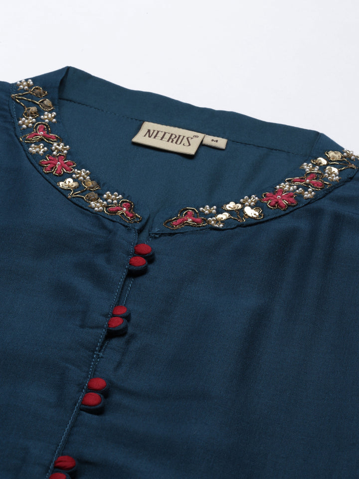 Neerus B Green Color Silk Fabric Kurta