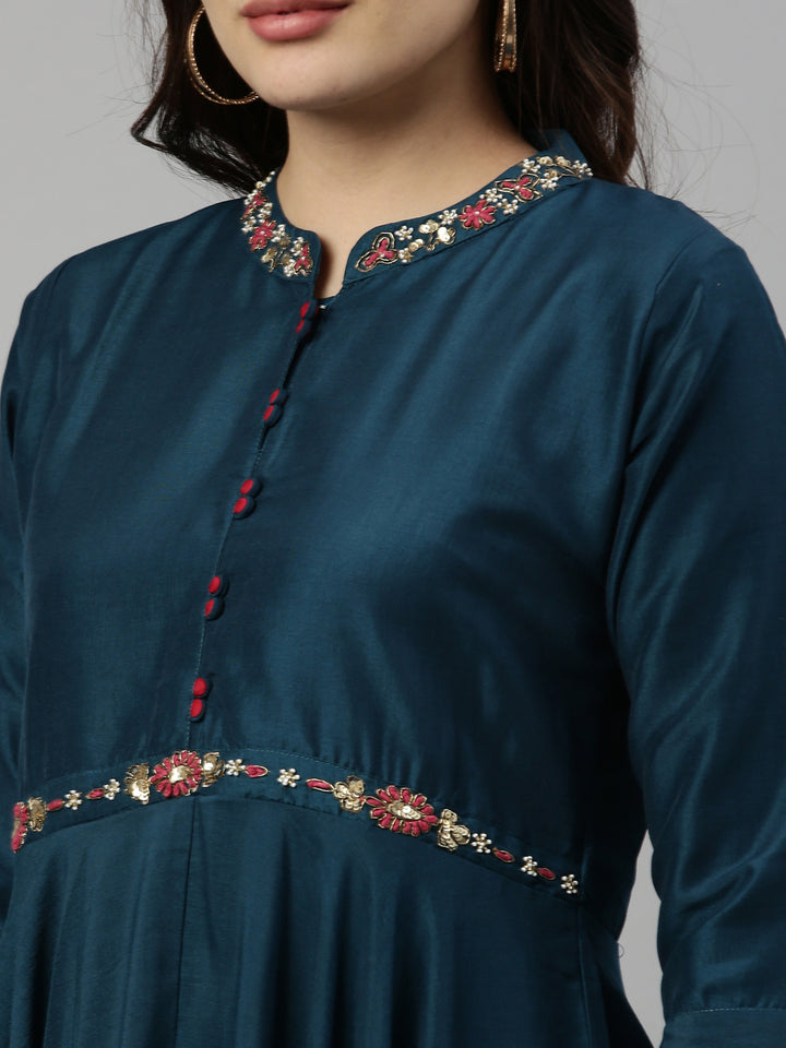 Neerus B Green Color Silk Fabric Kurta