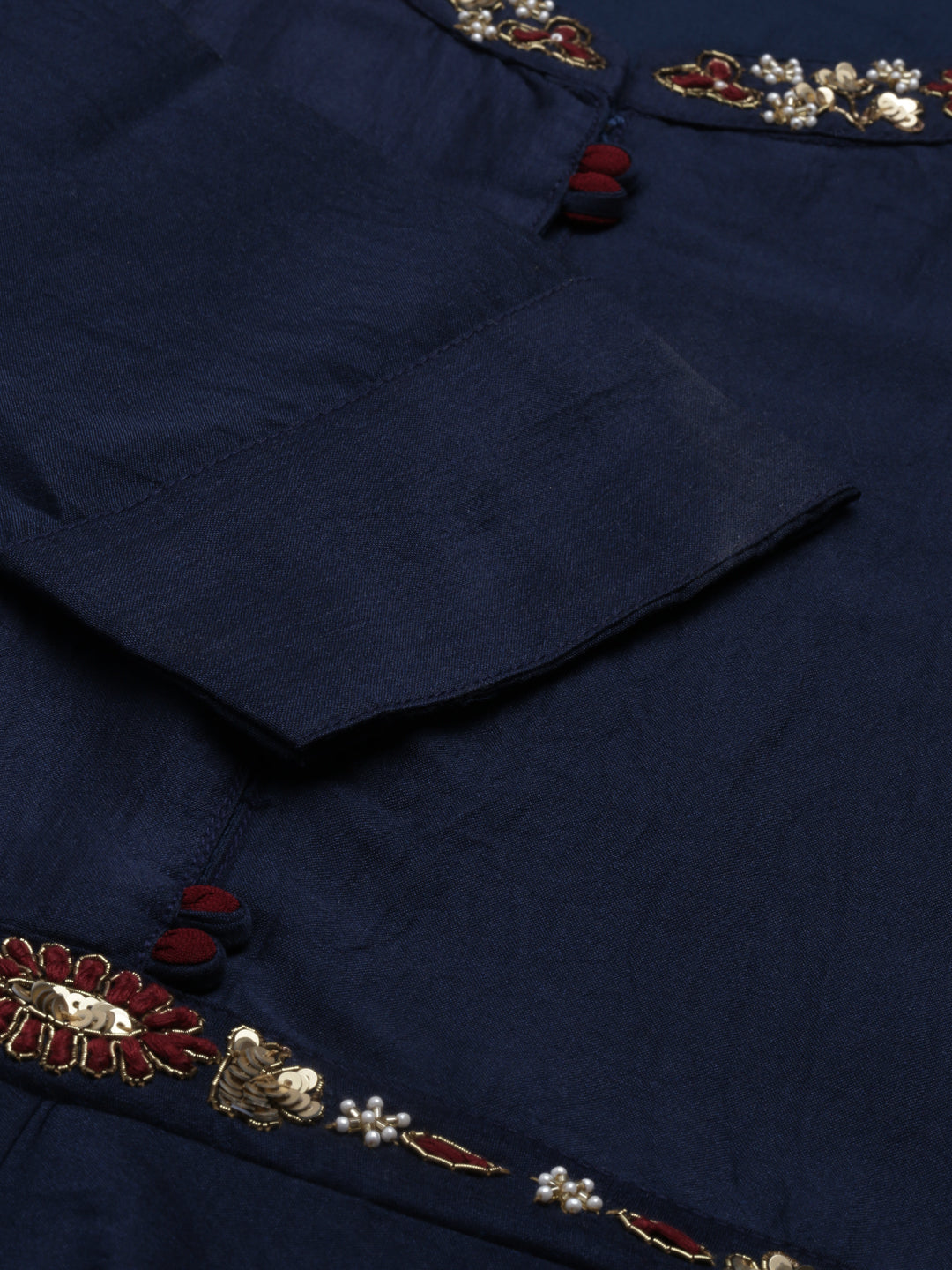 Neerus Navy Blue Color Silk Fabric Kurta
