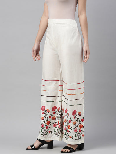 Neeru'S Off White Color Cotton Fabric Plazzo