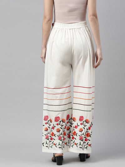 Neeru'S Off White Color Cotton Fabric Plazzo
