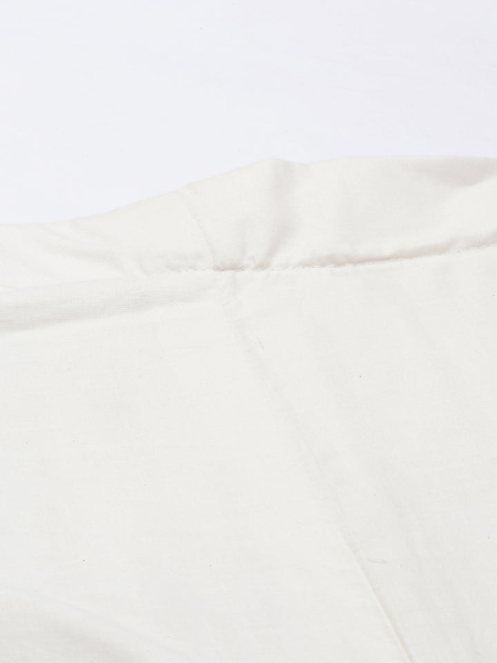 Neerus White cotton solid palazzo bottom - detail view 3