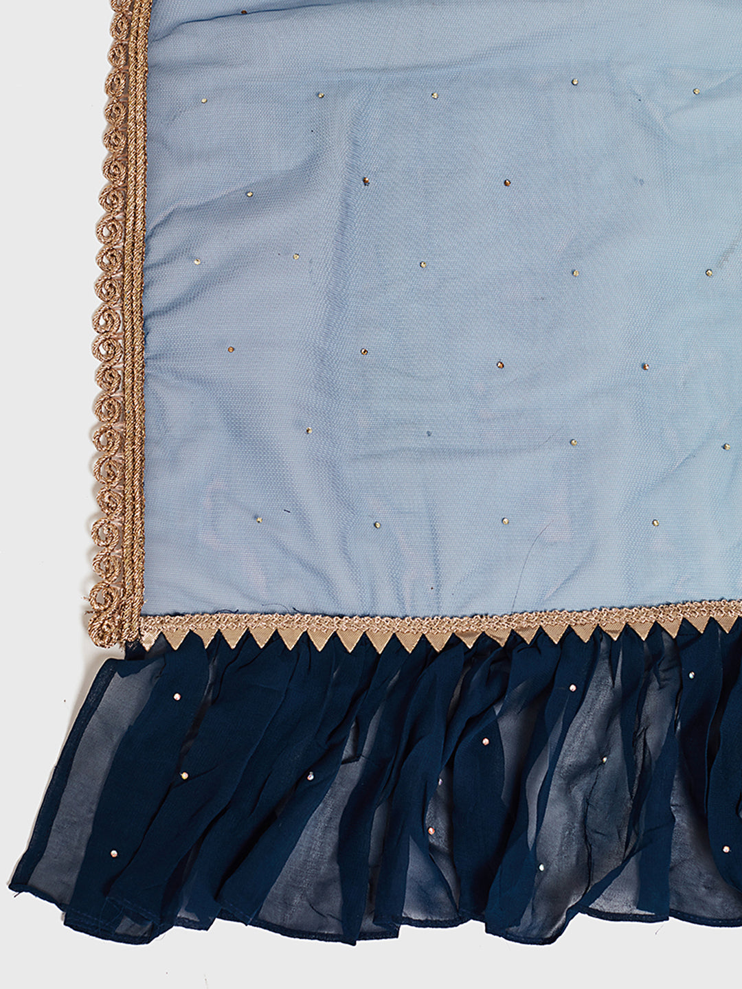 Neerus Blue silk flared lehenga ghagra set - detail view 3
