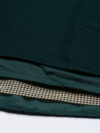 Neeru's Bottle Green Color Georgette Fabric Suit-Anarkali